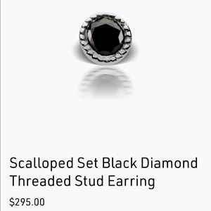 Maria Tash White Gold Black Diamond Threaded Stud Earring